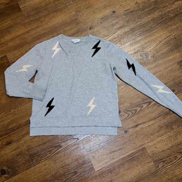 THML Gray Crew Neck Lightning Bolt Long Sleeve Sweater Size XS - Picture 5 of 11